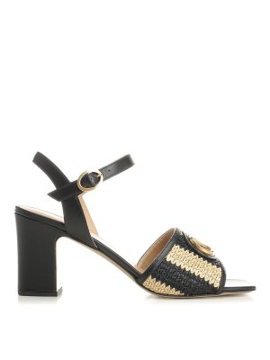 VALENTINO GARAVANI: sandali - Sandali In Rafia Rigata E Pelle