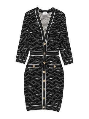 ELISABETTA FRANCHI: Knielange Kleider - Knielanges Kleid - Schwarz