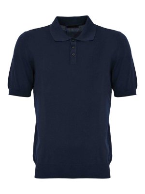 FAY: polo shirts - Blue Cotton Knit Polo