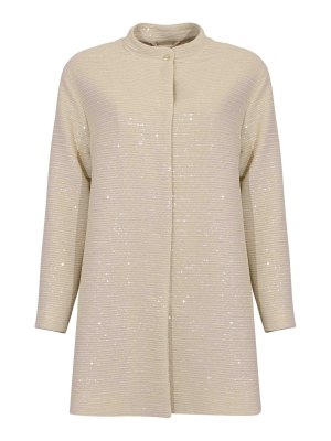 HERNO: cappotti al ginocchio - Cappotto Con Paillettes Avorio