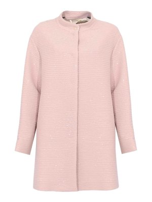 HERNO: cappotti al ginocchio - Cappotto Con Paillettes Rosa Scuro