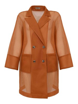 HERNO: cappotti al ginocchio - Cappotto In See-Through Mesh Relaxed
