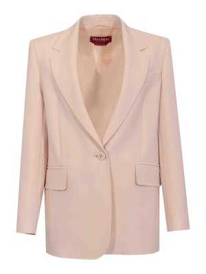 MAX MARA STUDIO: blazers - Mstbosco Single-Breasted Blazer In Pink Cady