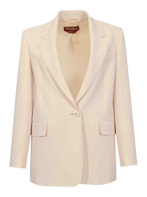 MAX MARA STUDIO: blazers - Mstbosco Single-Breasted Blazer In Beige Cady