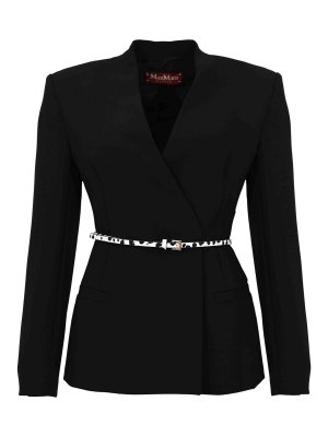 MAX MARA STUDIO: blazers - Mstquinoa Double-breasted Cady Jacket