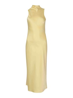 PATRIZIA PEPE: knee length dresses - Fluid Midi Dress In Vanilla Satin