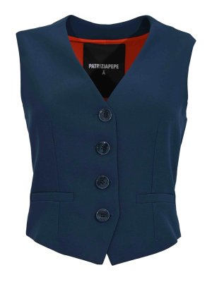 PATRIZIA PEPE: gilet - Gilet Sartoriale In Twill Tecnico