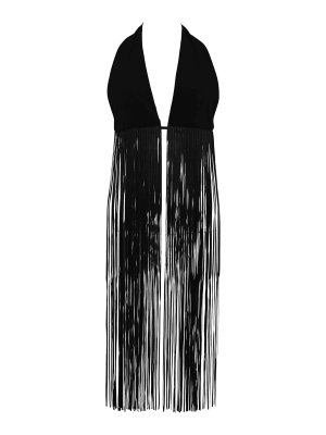 PATRIZIA PEPE: Top e canotte - Top In Crepe Con Frange Nero