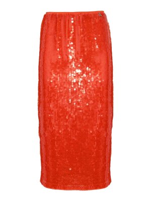 PATRIZIA PEPE: gonne al ginocchio  e longuette - Gonna Midi In Gerogette Con Paillettes