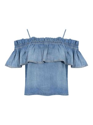 Pinko: bluse - Blusa Bloch In Denim Di Cotone