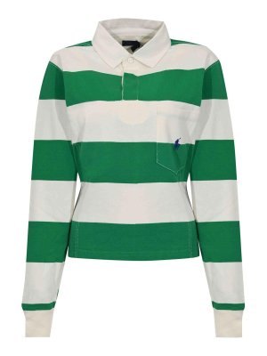 POLO RALPH LAUREN: polo - Polo A Manica Lunga In Cotone Green/White