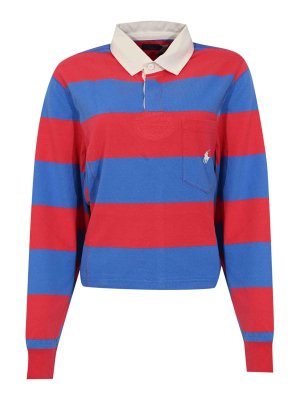 POLO RALPH LAUREN: polo - Polo A Manica Lunga In Cotone Red/Blue