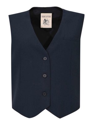 Semicouture: ベスト＆チョッキ - ウェストコート/ジレ - ブルー