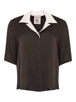 Semicouture: camicie - Camicia Marina In Raso Di Misto Seta