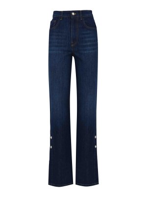 TWINSET: jeans a zampa - Jeans Palazzo In Denim Con Dettaglio Perla