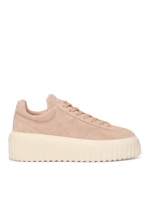 HOGAN: sneakers - Sneakers  H-Stripes In Pelle Scamosciata Rosa