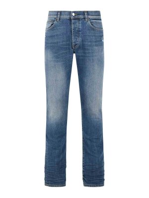 AMIRI: straight leg jeans - Stack Blue Cotton Jeans