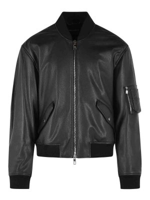 DOLCE & GABBANA: bombers - Black Leather Bomber Jacket