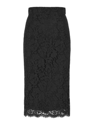 DOLCE & GABBANA: Knee length skirts & Midi - Black Cotton Blend Skirt