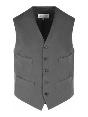 Maison Margiela: vests - Grey Cotton And Silk Vest