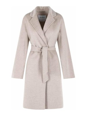 Max Mara: knee length coats - Aceri Sand Cachemire Wrap Coat