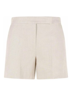 Max Mara: Trousers Shorts - Landa Shorts In Sand-Coloured Linen Mat