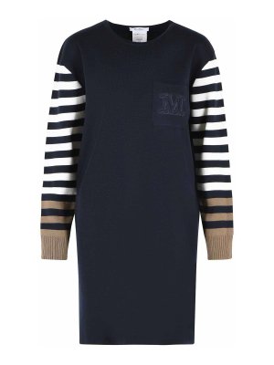 Max Mara: knee length dresses - Cotro  Dress In Navy Blue Virgin Wool
