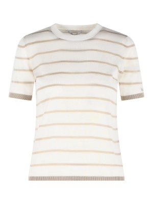 Max Mara: Strickpullover mit Rundhalsausschnitt - Rundhalspullover - Weiß