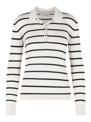 Max Mara: Strickpullover mit Rundhalsausschnitt - Rundhalspullover - Creme