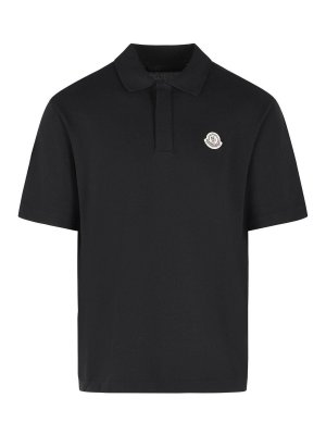 MONCLER: polo shirts - Black Cotton Polo Shirt