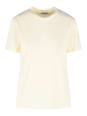 MONCLER: t-shirt - T-shirt in cotone color crema