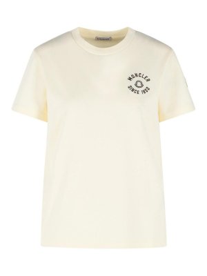 MONCLER: t-shirt - T-shirt in cotone color crema