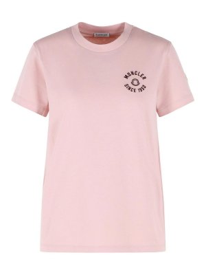 MONCLER: t-shirts - Pink Cotton T-Shirt