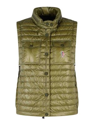 MONCLER: padded jackets - Gumiane Padded Vest With Green Polyamide Hood