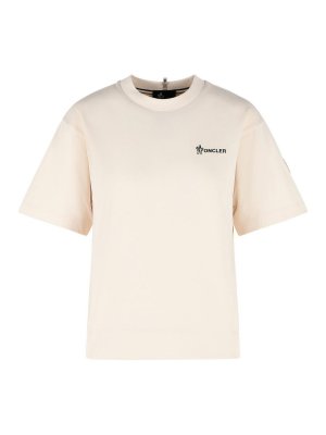 MONCLER: t-shirts - Ivory White Cotton T-Shirt