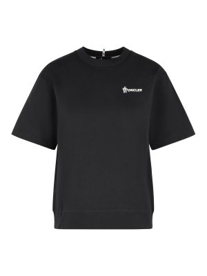 MONCLER: t-shirts - Black Cotton T-Shirt