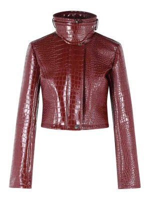 SPORTMAX: casual jackets - Sultan Crop Jacket In  Print Patent Leather