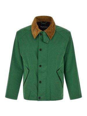 BARBOUR: casual jackets - Transporter Jacket In Green Corduroy Collar