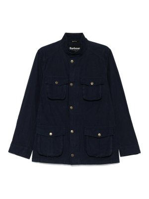 BARBOUR: casual jackets - Blue Cotton Corbridge Jacket With Pockets