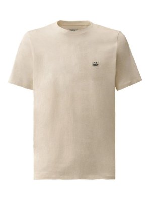 C.P. COMPANY: t-shirts - Beige Cotton T-Shirt With Logo
