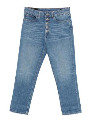 DONDUP: straight leg jeans - Koons Jeans In Blu Denim With Buttons