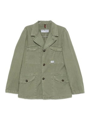 FAY: casual jackets - Green Jacket With Logo Patch