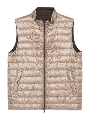 HERNO: padded jackets - Brown Reversible Padded Gilet