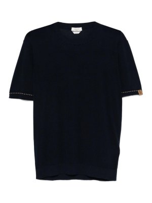 JACOB COHEN: t-shirts - Navy Blue T-Shirt With Logo Patch