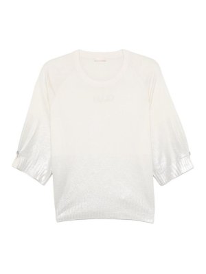 Liu Jo: crew necks - White Crew-Neck Sweater With Silver Trims