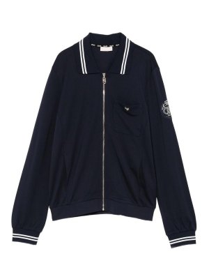 Liu Jo: Felpe e maglie - Felpa con zip blu notte con dettagli bianchi