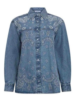 Liu Jo: denim jacket - Denim Shirt Jacket With Jacquard Pattern