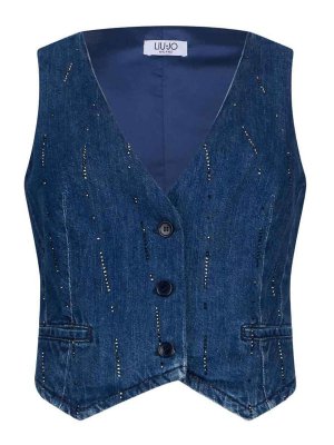 Liu Jo: maglieria gilet - Gilet di jeans blu