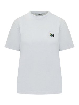 m.s.g.m.: t-shirts - T-Shirt In White Cotton With Logo