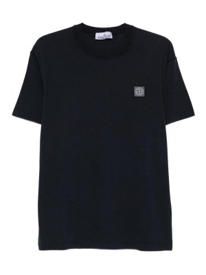STONE ISLAND: t-shirts - Black Organic Cotton T-Shirt